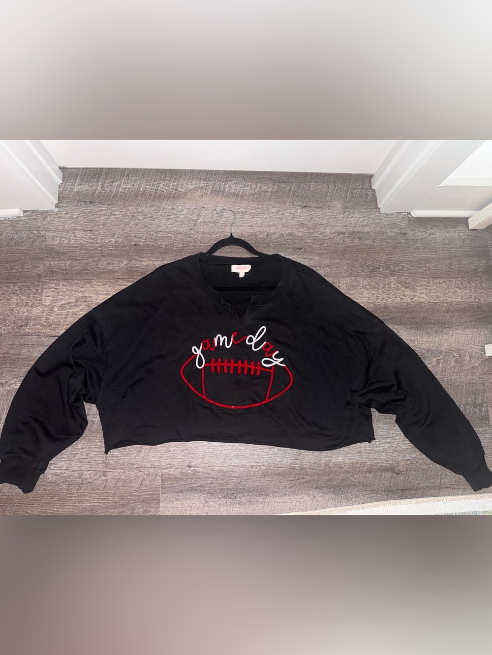 Black "Game Day" Cropped Sweater